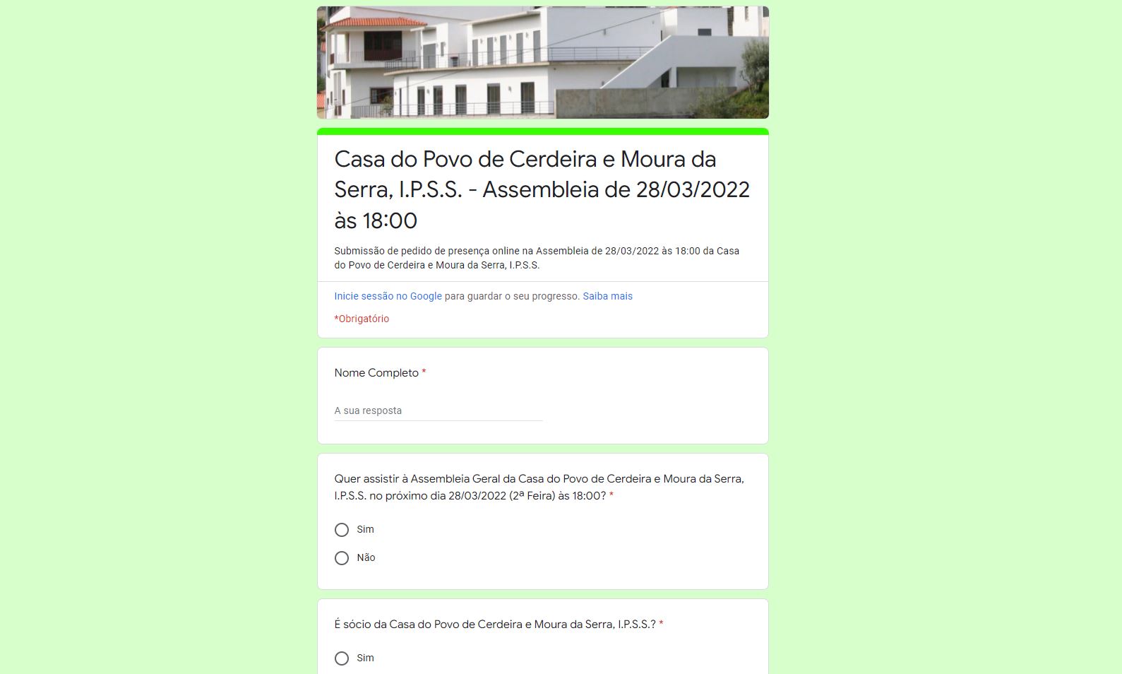 INFORMAÇÃO – Assembleia Geral da Casa do Povo de Cerdeira e Moura da Serra, I.P.S.S.