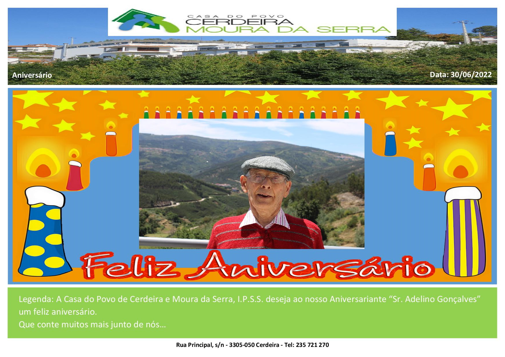 Feliz Aniversário Sr. Adelino Gonçalves em 30/06/2022