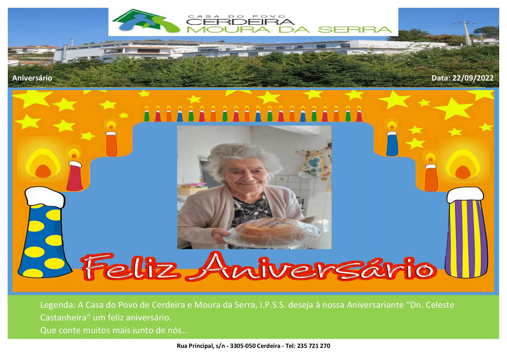 Feliz Aniversário “Dn. Celeste Castanheira” em 22/09/2022