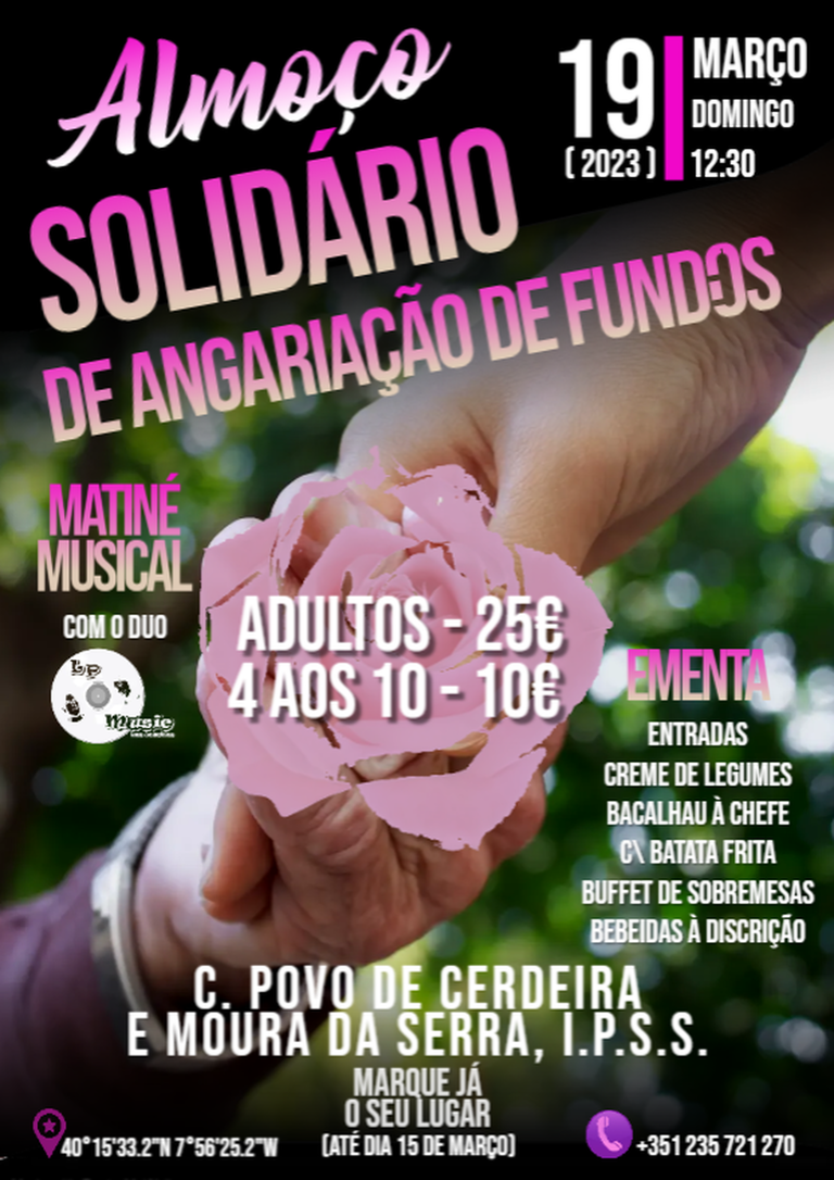 Almoço Solidário em 19/03/2023 na C. Povo Cerdeira e Moura da Serra, I.P.S.S.