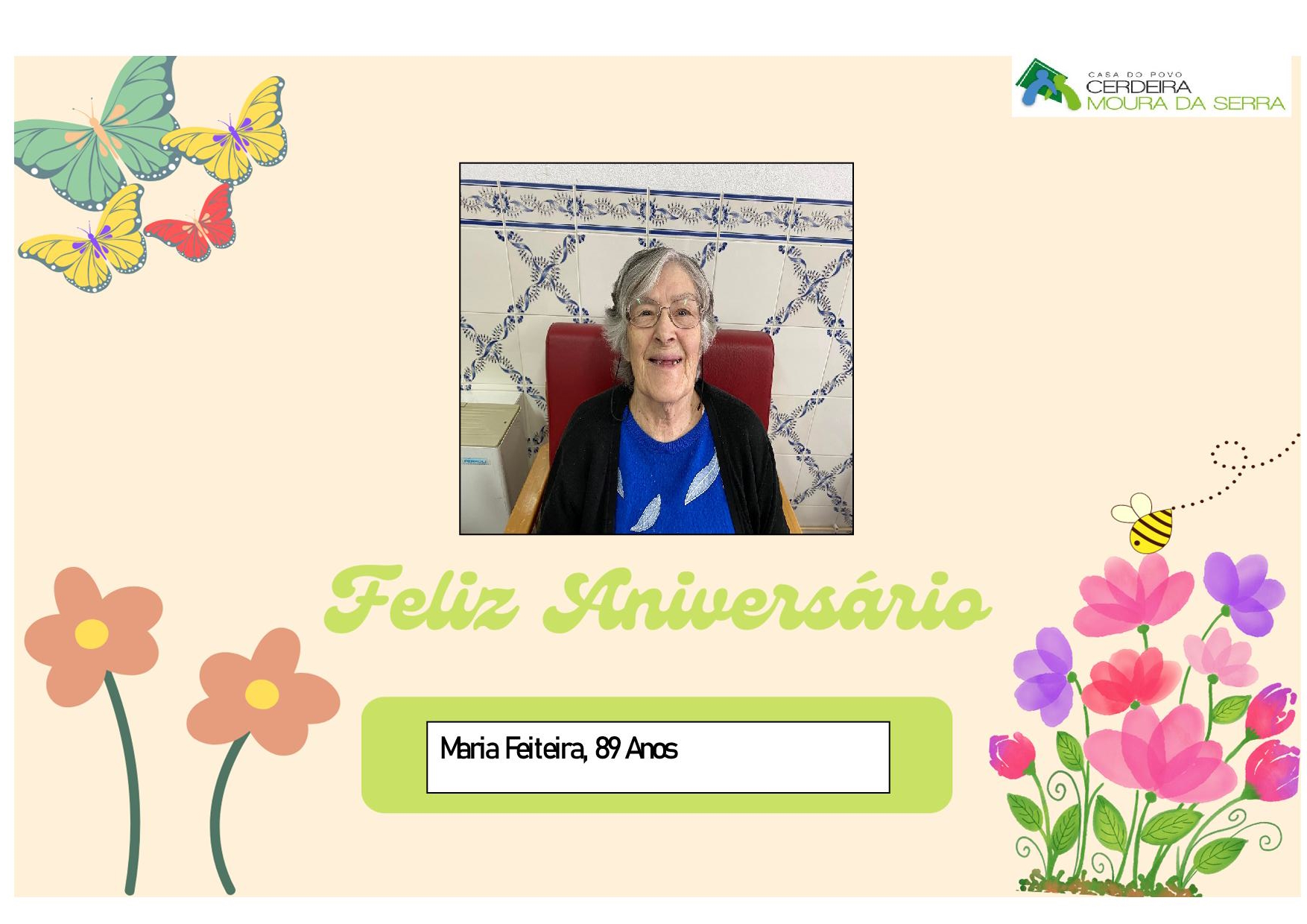 Feliz Aniversário à nossa Utente “M. Feiteira” em 27/03/2024
