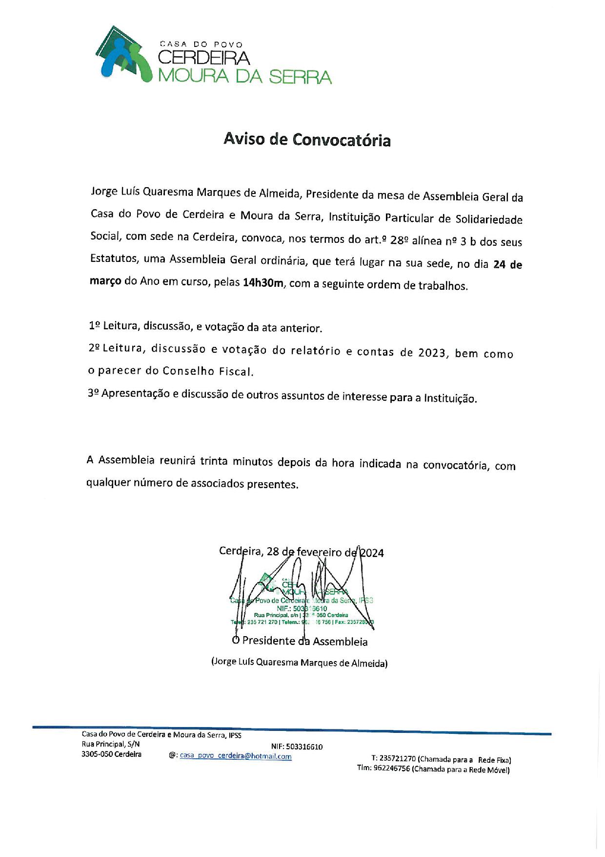 Assembleia Geral em 24/03/2024