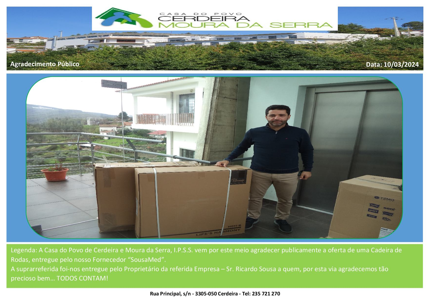 Agradecimento Público ao Fornecedor SousaMed em 10/03/2024