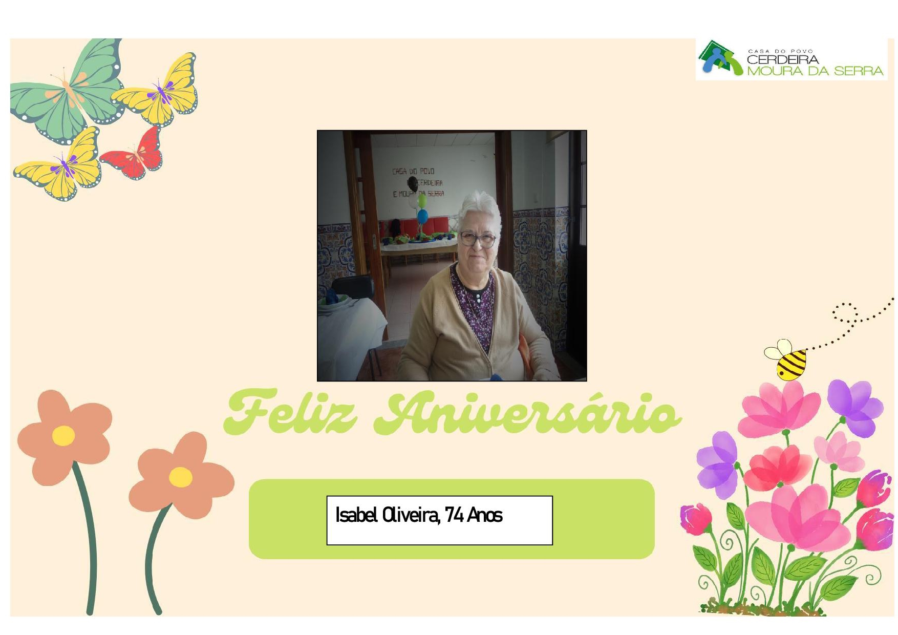Feliz Aniversário à nossa Utente “D. Isabel Oliveira” em 20/04/2024