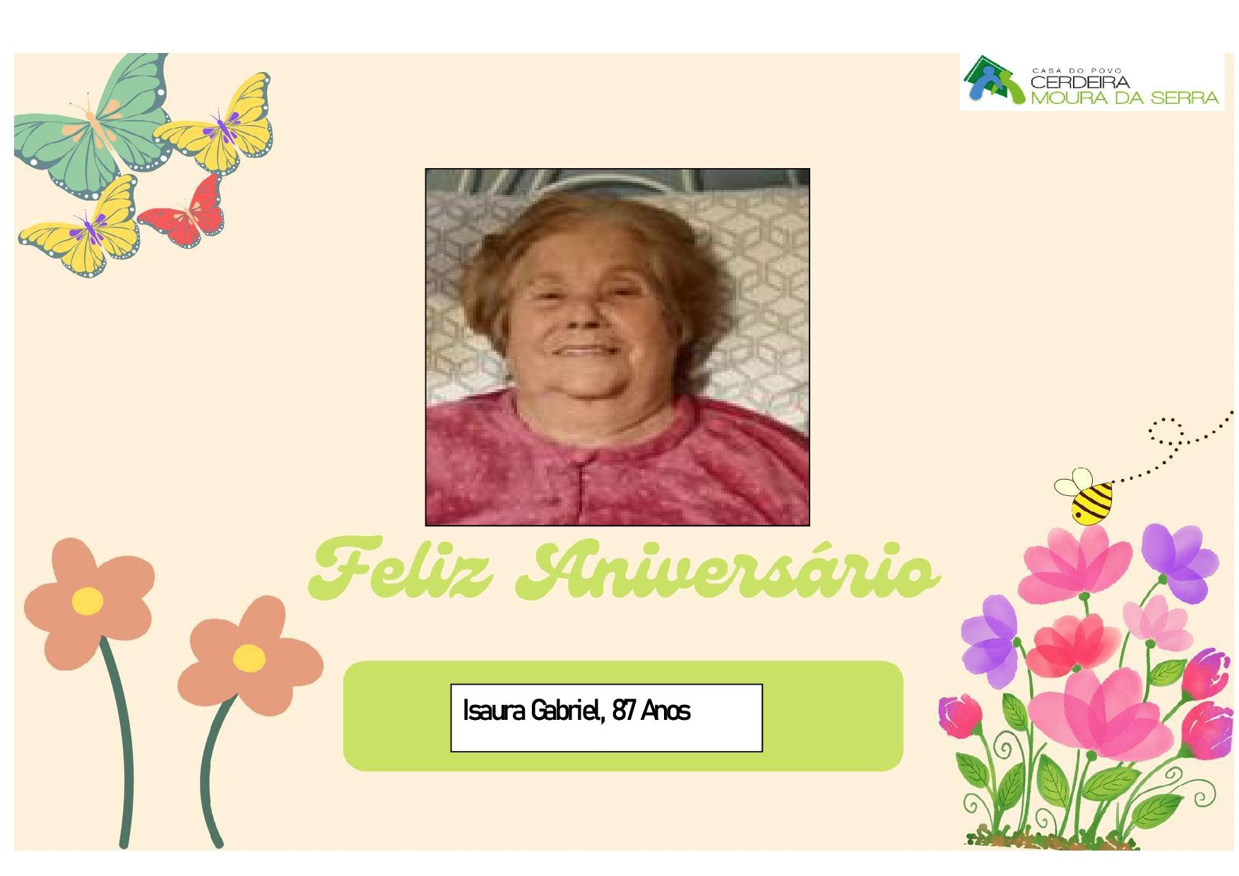 Feliz Aniversário à nossa Utente “D. Isaura Gabriel” em 18/04/2024