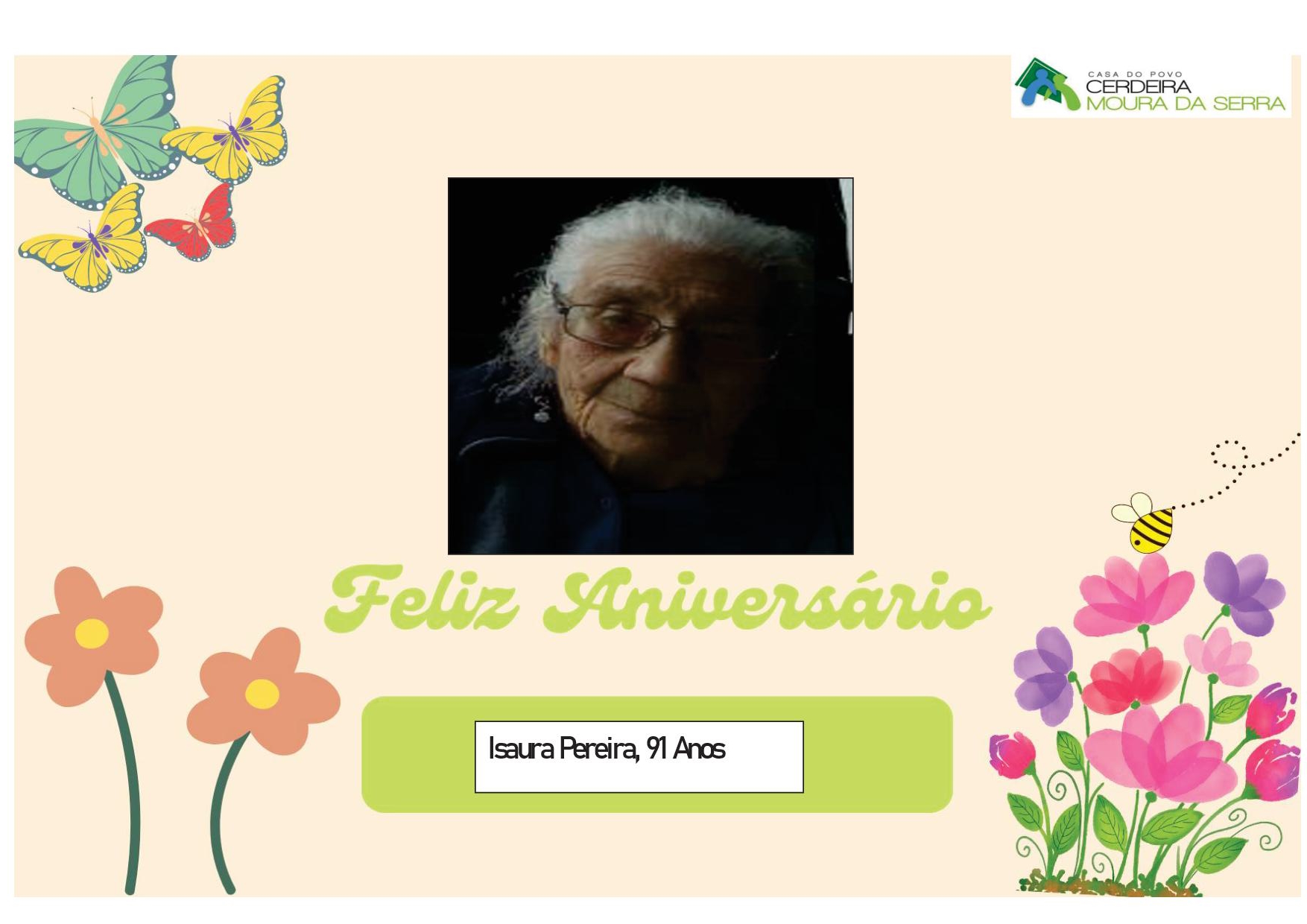 Feliz Aniversário à nossa Utente “D. Isaura Pereira” em 10/04/2024