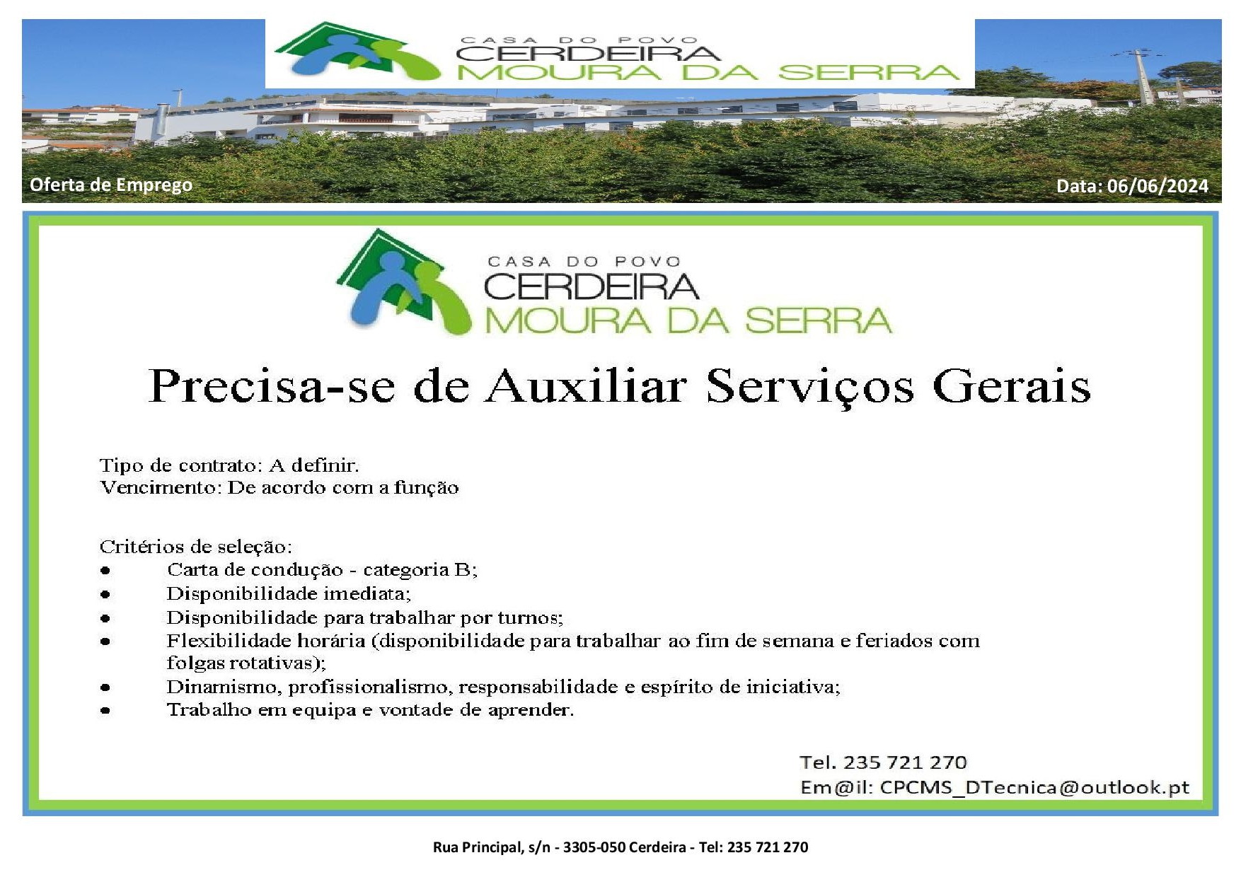 Oferta de Emprego em 06/06/2024