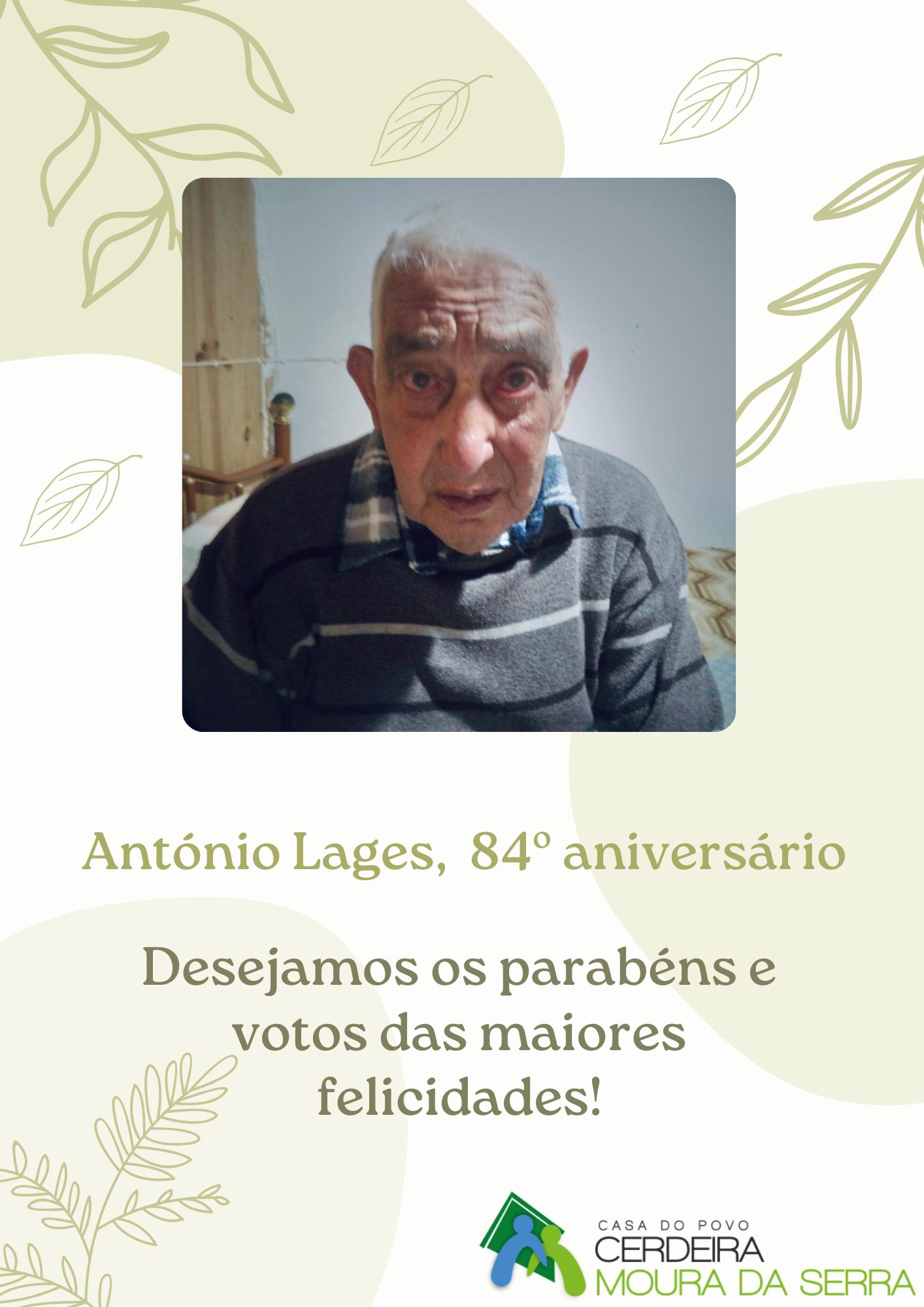 Feliz Aniversário ao nosso Utente “Sr. António Lages” em 06/01/2025